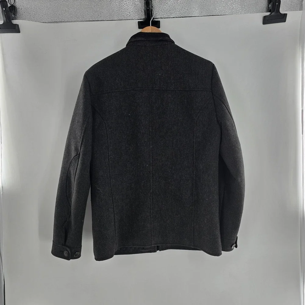 H&M Gray Pockets Recycled Wool Heavy Coat Jacket Button Zipper Pockets‎ Mens 38R